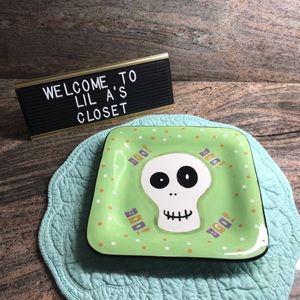 Ceramic Boo! Skull Skeleton Dish